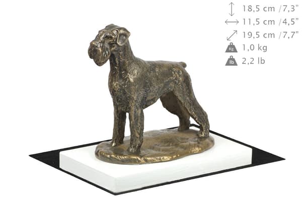 Schnauzer, Schnauzer I - hundstatyett, statyett på vit bas, trofé för en hundutställning av Art-Dog
