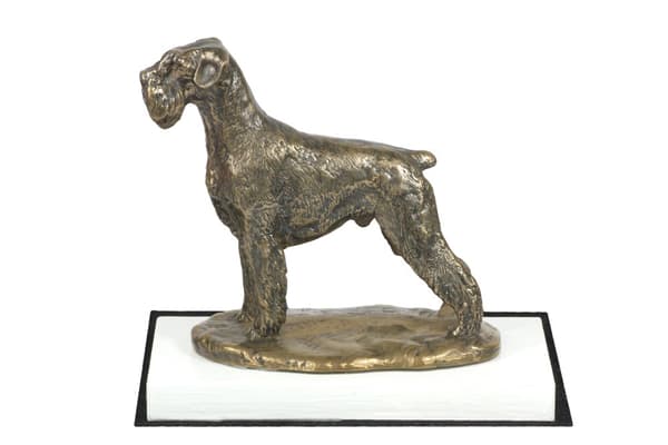 Schnauzer, Schnauzer I - hundstatyett, statyett på vit bas, trofé för en hundutställning av Art-Dog