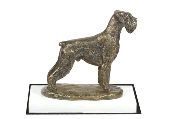 Schnauzer, Schnauzer I - hundstatyett, statyett på vit bas, trofé för en hundutställning av Art-Dog