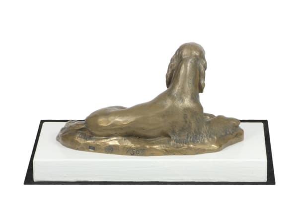 Engelsk setter, Laverack - hundestatuette, figur på hvid bund, trofæ til hundeudstilling af Art-Dog
