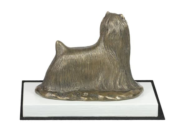Yorkshire Terrier, York, York, Yorkie - hundestatuette, figur på hvid base, trofæ til en hundeudstilling af Art-Dog