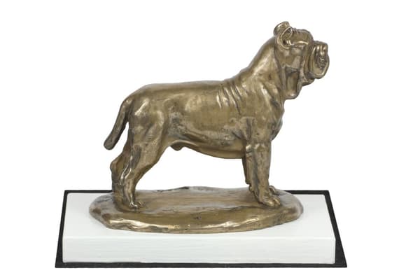 Napolitansk mastiff, napolitansk mastiff, Mastino napoletano - hundestatuette, figur på hvid base, trofæ til en hundeudstilling af Art-Dog