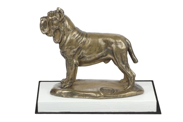 Napolitansk mastiff, napolitansk mastiff, Mastino napoletano - hundestatuette, figur på hvid base, trofæ til en hundeudstilling af Art-Dog