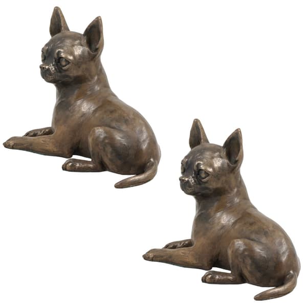 Korthåret Chihuahua - hundestatuette, figur på hvid base, trofæ til en hundeudstilling af Art-Dog
