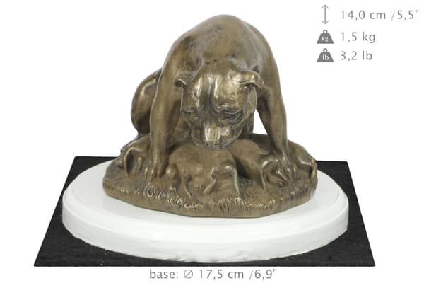 Staffordshire Bull Terrier, Staffik, Staffi II - hundestatuette, figur på hvid base, trofæ til hundeudstilling af Art-Dog