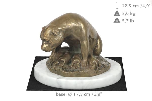 American Staffordshire terrier, Amstaff, Amstaf I - hundestatuette, figur på hvid marmor, trofæ til en hundeudstilling af Art-Dog