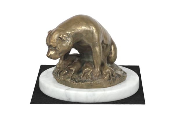 American Staffordshire terrier, Amstaff, Amstaf I - hundestatuette, figur på hvid marmor, trofæ til en hundeudstilling af Art-Dog