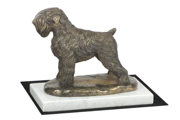 Russian Black Terrier - hundstatyett, statyett på vit marmor, trofé för en hundutställning av Art-Dog
