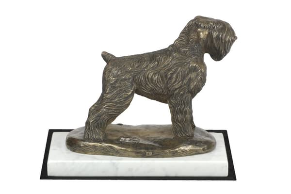 Russian Black Terrier - hundstatyett, statyett på vit marmor, trofé för en hundutställning av Art-Dog