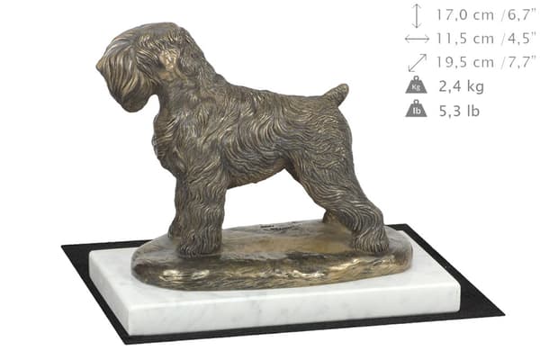 Russian Black Terrier - hundstatyett, statyett på vit marmor, trofé för en hundutställning av Art-Dog