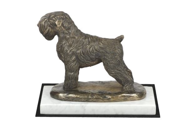Russian Black Terrier - hundstatyett, statyett på vit marmor, trofé för en hundutställning av Art-Dog