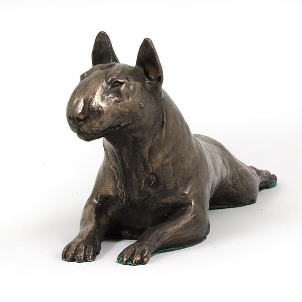 Bull terrier, Bull Terrier IV - hundstatyett, statyett på vit marmor, trofé för en hundutställning av Art-Dog