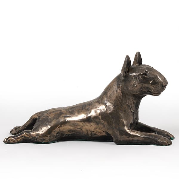 Bull terrier, Bull Terrier IV - hundstatyett, statyett på vit marmor, trofé för en hundutställning av Art-Dog