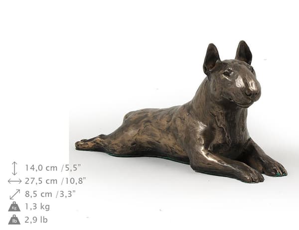 Bull terrier, Bull Terrier IV - hundstatyett, statyett på vit marmor, trofé för en hundutställning av Art-Dog