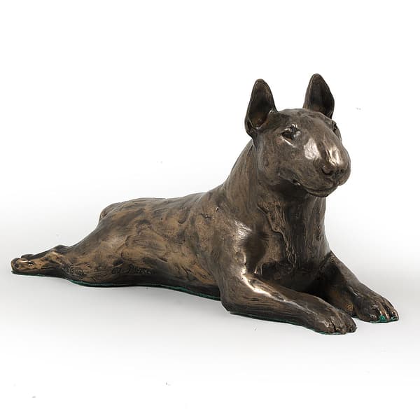 Bull terrier, Bull Terrier IV - hundstatyett, statyett på vit marmor, trofé för en hundutställning av Art-Dog