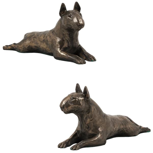 Bull terrier, Bull Terrier IV - hundstatyett, statyett på vit marmor, trofé för en hundutställning av Art-Dog