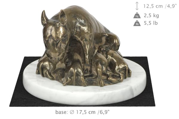 Bull terrier, Bull Terrier II - hundestatuette, figur på hvid marmor, trofæ til en hundeudstilling af Art-Dog