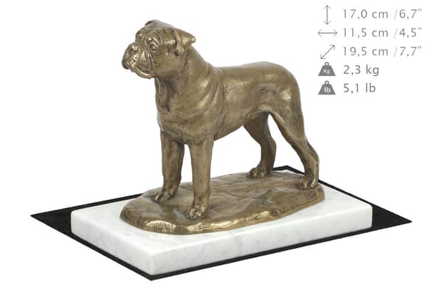 Bullmastiff, Bulmastiff - hundstatyett, statyett på vit marmor, trofé för en hundutställning av Art-Dog