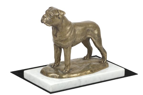 Bullmastiff, Bulmastiff - hundstatyett, statyett på vit marmor, trofé för en hundutställning av Art-Dog