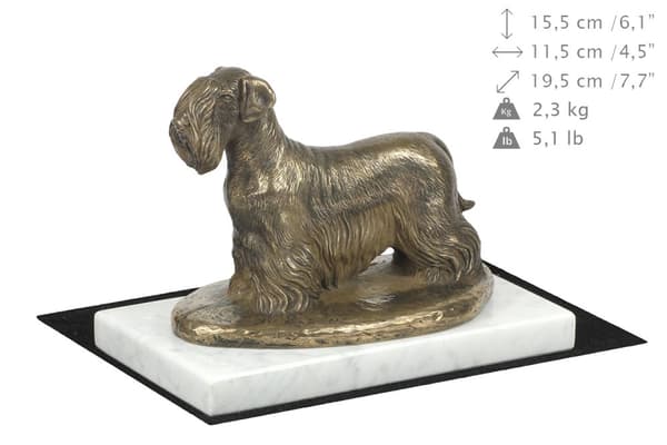 Czech Terrier, Cesky Terrier - hundstatyett, statyett på vit marmor, trofé för en hundutställning av Art-Dog