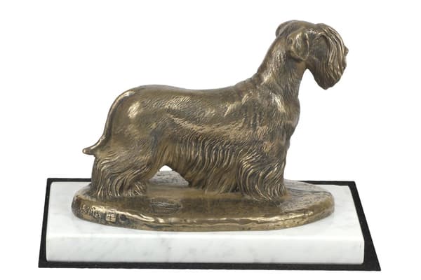 Czech Terrier, Cesky Terrier - hundstatyett, statyett på vit marmor, trofé för en hundutställning av Art-Dog
