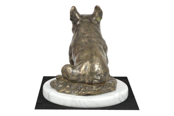 French Bulldog II - hundstatyett, statyett på vit marmor, trofé för en hundutställning av Art-Dog