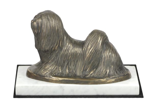 Lhasa Apso - hundstatyett, statyett på vit marmor, trofé för en hundutställning av Art-Dog
