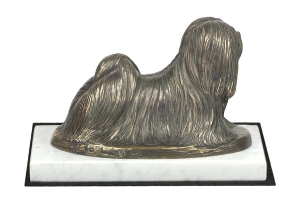 Lhasa Apso - hundstatyett, statyett på vit marmor, trofé för en hundutställning av Art-Dog