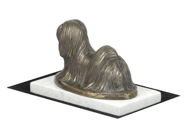 Lhasa Apso - hundstatyett, statyett på vit marmor, trofé för en hundutställning av Art-Dog