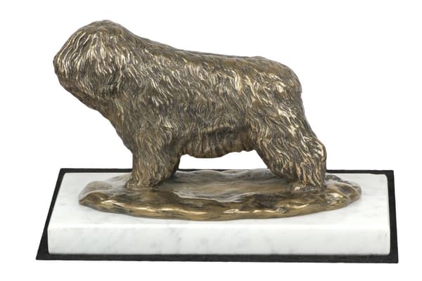 Polish Lowland Sheepdog, PON - hundstatyett, statyett på vit marmor, trofé för en hundutställning av Art-Dog