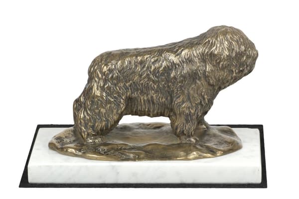 Polish Lowland Sheepdog, PON - hundstatyett, statyett på vit marmor, trofé för en hundutställning av Art-Dog