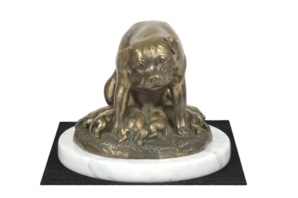 Rottweiler I - hundestatuette, figur på hvid marmor, trofæ til en hundeudstilling af Art-Dog