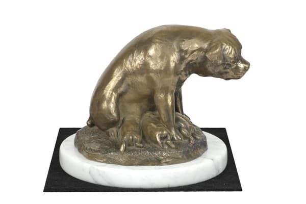 Rottweiler I - hundestatuette, figur på hvid marmor, trofæ til en hundeudstilling af Art-Dog