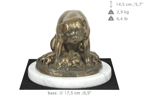 Rottweiler I - hundestatuette, figur på hvid marmor, trofæ til en hundeudstilling af Art-Dog