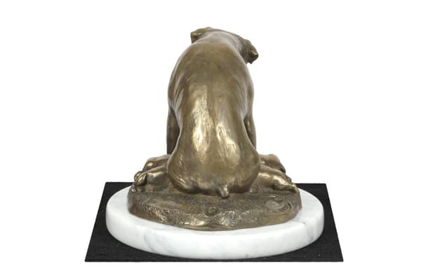Rottweiler I - hundestatuette, figur på hvid marmor, trofæ til en hundeudstilling af Art-Dog