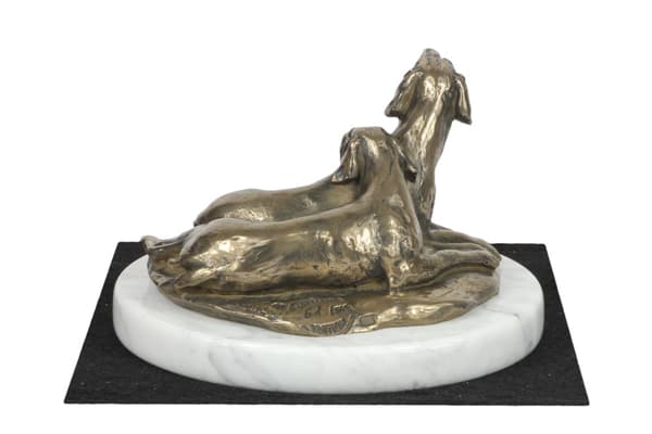 Weimaraner, Weimaraner - hundestatuette, figur på hvid marmor, trofæ til en hundeudstilling af Art-Dog
