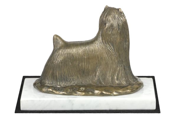 Yorkshire Terrier, York, York, Yorkie - hundstatyett, statyett på vit marmor, trofé för en hundutställning av Art-Dog