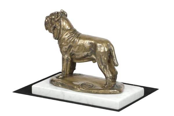 Napolitansk mastiff, napolitansk mastiff, Mastino napoletano - hundestatuette, figur på hvid marmor, trofæ til en hundeudstilling af Art-Dog