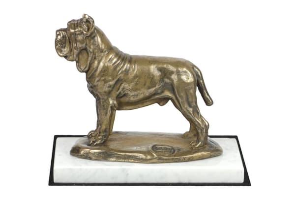 Napolitansk mastiff, napolitansk mastiff, Mastino napoletano - hundestatuette, figur på hvid marmor, trofæ til en hundeudstilling af Art-Dog