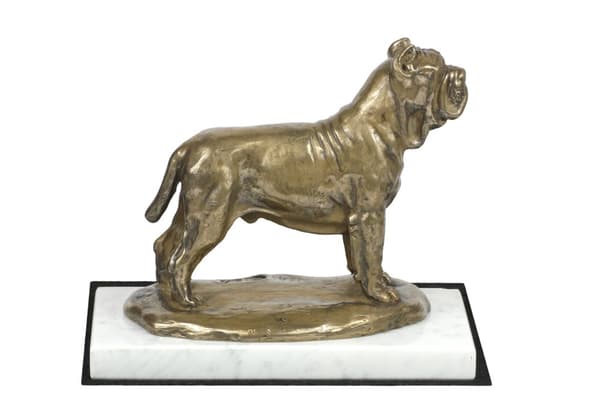 Napolitansk mastiff, napolitansk mastiff, Mastino napoletano - hundestatuette, figur på hvid marmor, trofæ til en hundeudstilling af Art-Dog