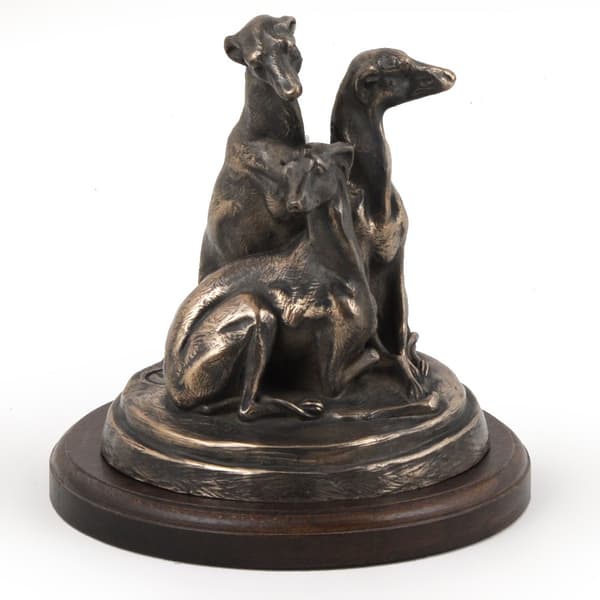 Whippet, engelsk vinthund - hundstatyett, statyett på vit marmor, trofé för en hundutställning av Art-Dog