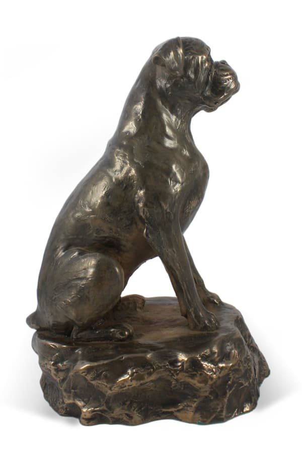Boxer, Boxer IV - hundstatyett, statyett på vit marmor, trofé för en hundutställning av Art-Dog