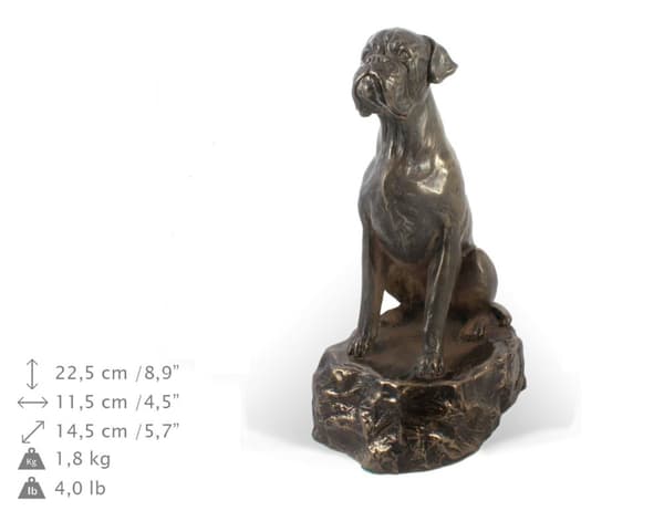 Boxer, Boxer IV - hundstatyett, statyett på vit marmor, trofé för en hundutställning av Art-Dog