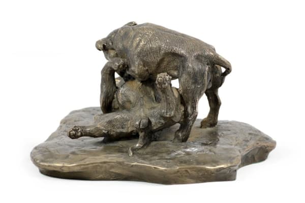 Pit Bull fight - hundestatuette, figur på hvid marmor, trofæ til en hundeudstilling af Art-Dog