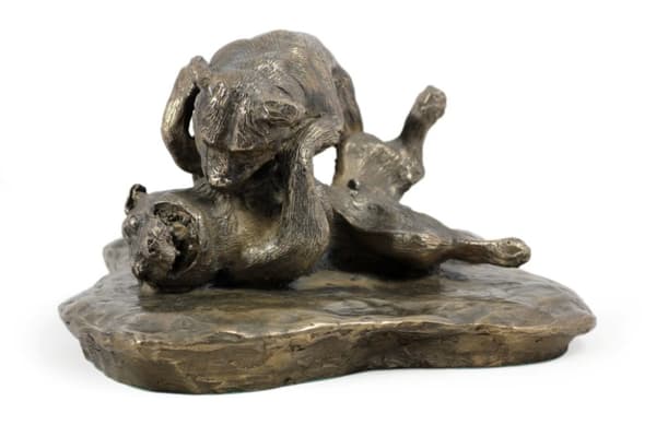 Pit Bull fight - hundestatuette, figur på hvid marmor, trofæ til en hundeudstilling af Art-Dog