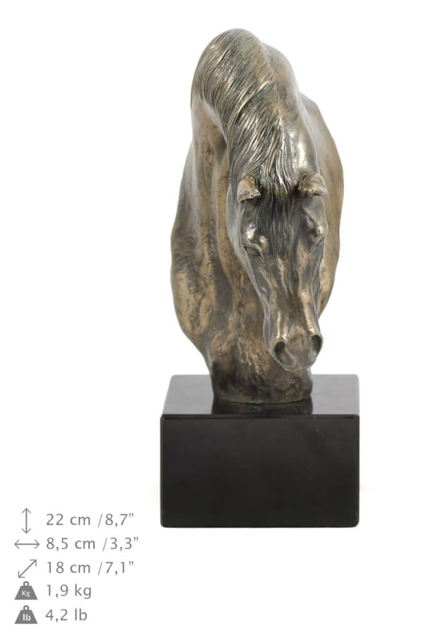 Araberhest - elegant statuette, hestebuste på stenbund, hestevæddeløbstrofæ af Art-Dog