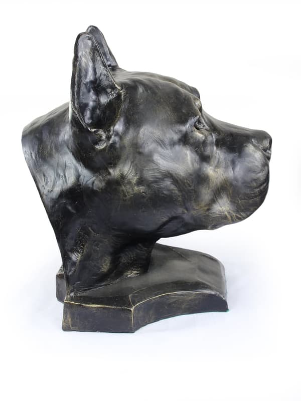 Amerikkalainen staffordshiren terrieri, Amstaff, Amstaf - koiran rintakuva, iso koiran pää puutarhaan, ainutlaatuinen Art-Dogin olohuoneen sisustus