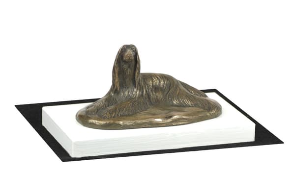 Afghan Hound - hundstatyett, statyett på vit bas, trofé för en hundutställning av Art-Dog