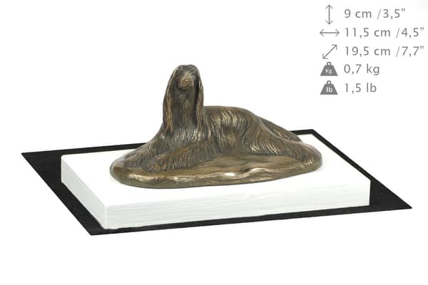 Afghan Hound - hundstatyett, statyett på vit bas, trofé för en hundutställning av Art-Dog