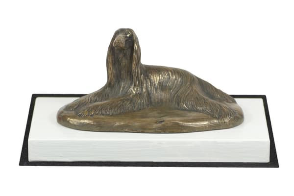 Afghan Hound - hundstatyett, statyett på vit bas, trofé för en hundutställning av Art-Dog